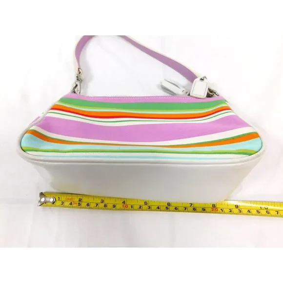 Vintage Coach Y2k Hampton Stripe Multi-Color Mini Baguette Shoulder Bag - Picture 9 of 11